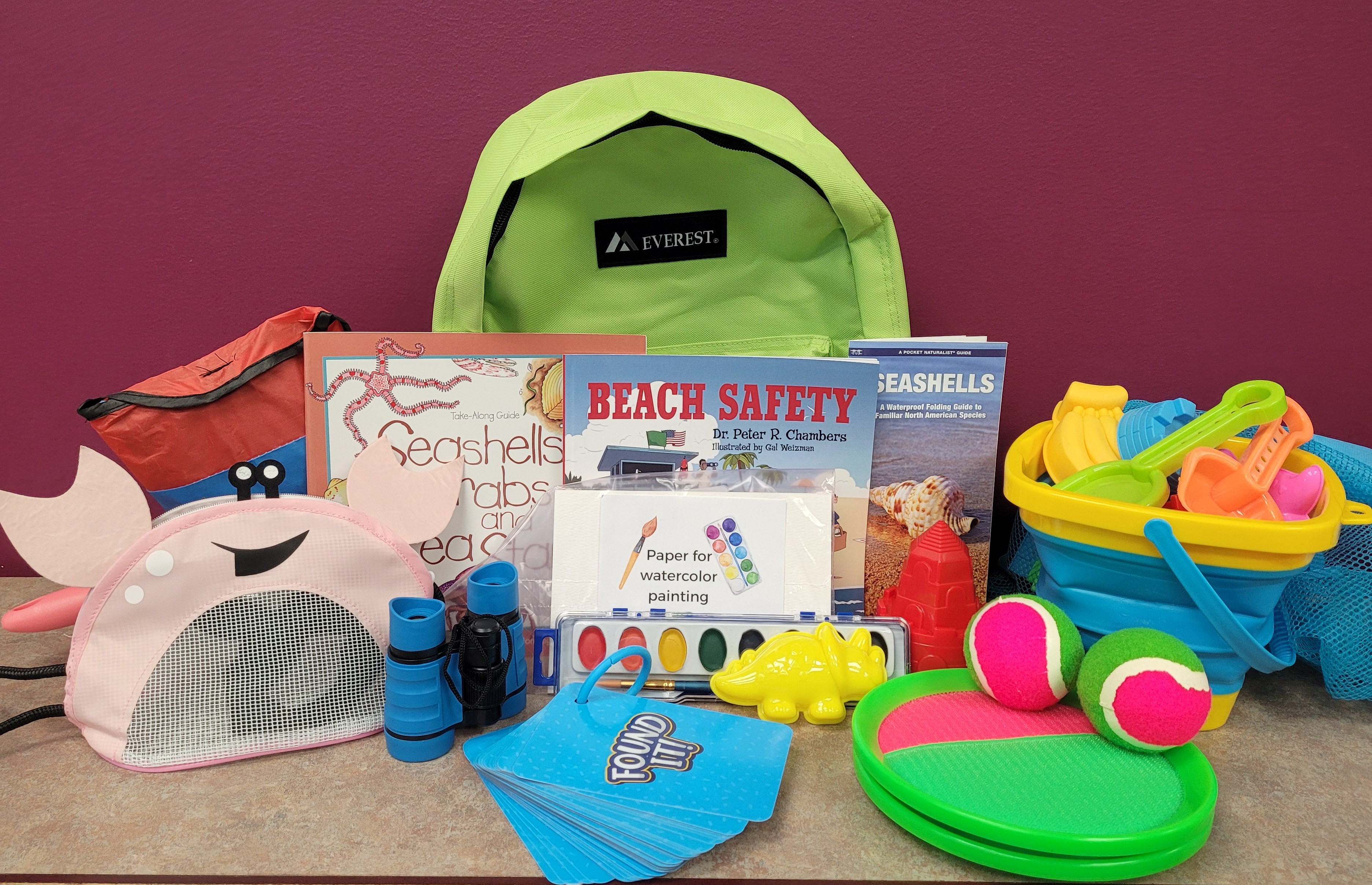 image of beach backpack with contents