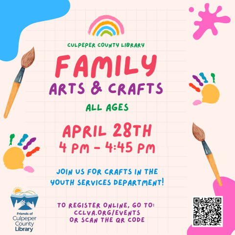 Flyer with information on Family Arts and Crafts event