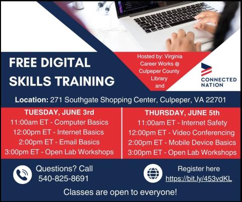 Flyer about digital skills training sessions