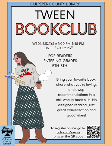 flyer for tween bookclub