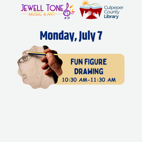 Flyer about drawing figures with a hand drawing an eye