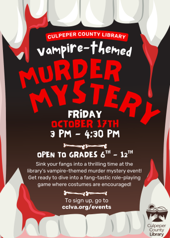 Flyer for Teen Event featuring vampire fangs