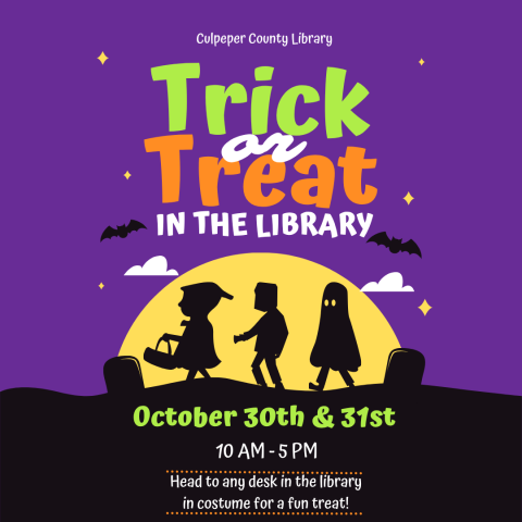 Flyer with silhouettes of children trick-or-treating