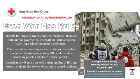 American Red Cross International Humanitarian Law event poster