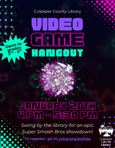 Flyer about Video Game Hang Out