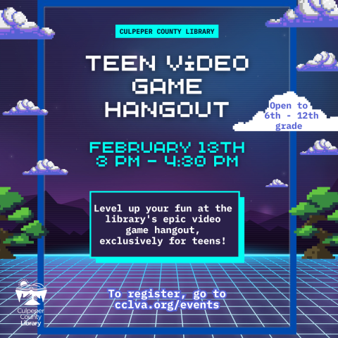 Flyer about teen video game hangout event