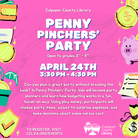Flyer for Penny Pinchers' Party