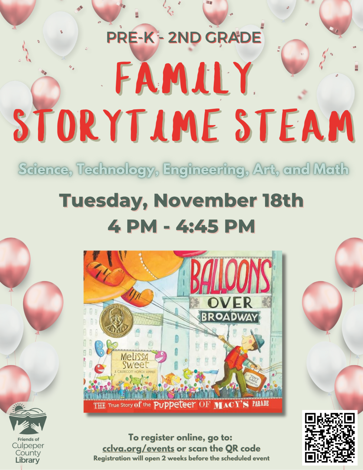 flyer for family story time steam