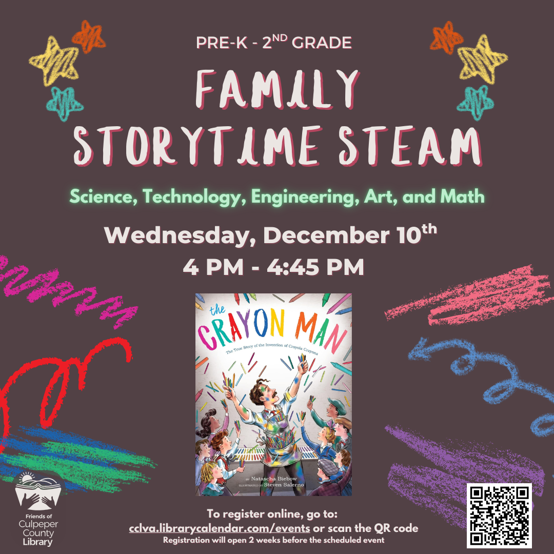 Flyer with a picture of The Crayon Man book