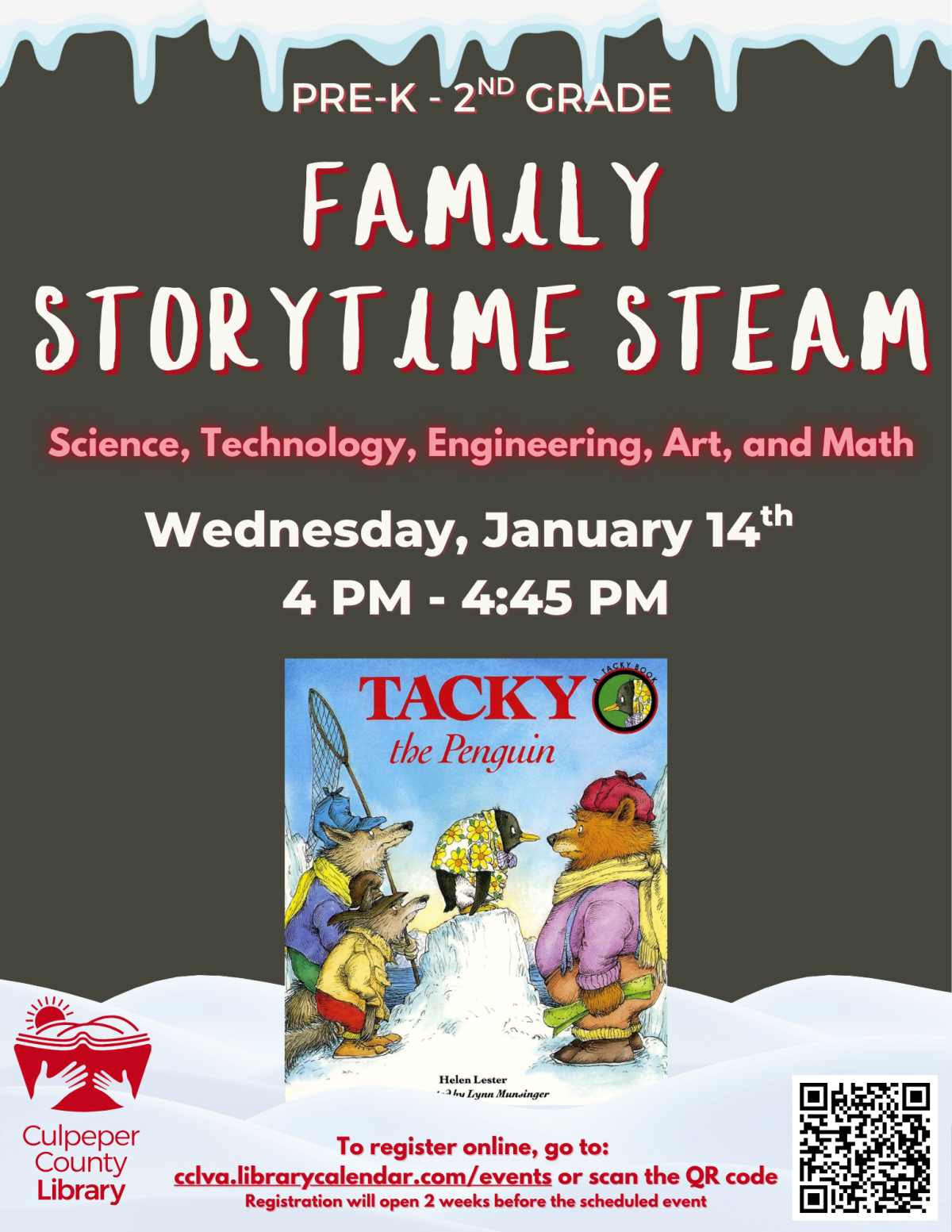 Flyer about Family Story Time STEAM