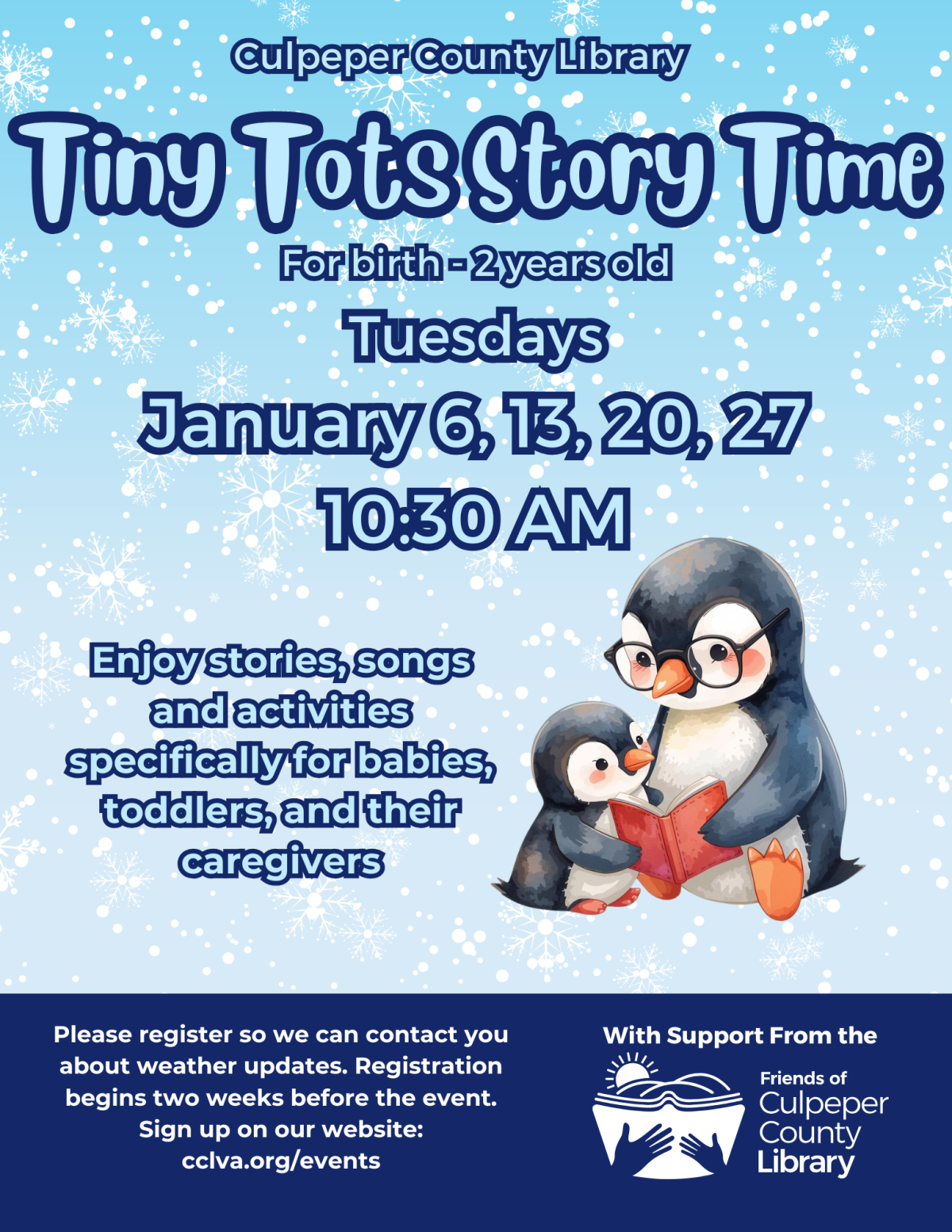 Flyer about Tiny Tots Story Time 