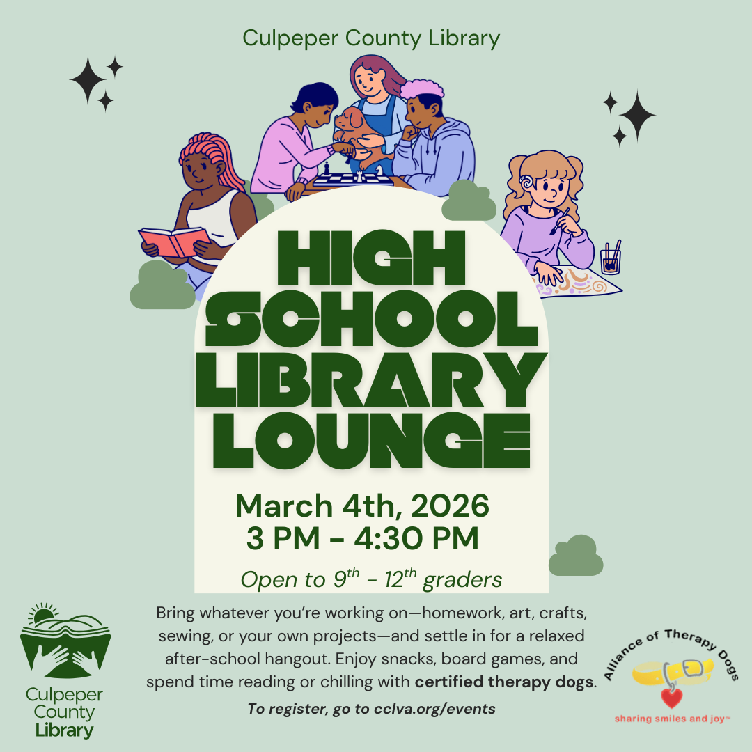 Flyer for high school lounge event, with drawings of teens.