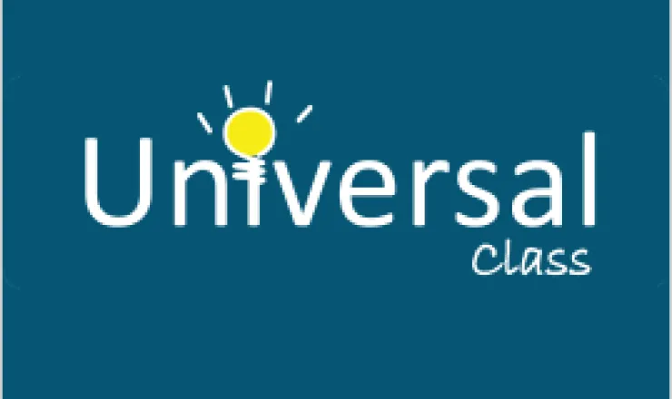 Universal class text with lightbulb over the letter I